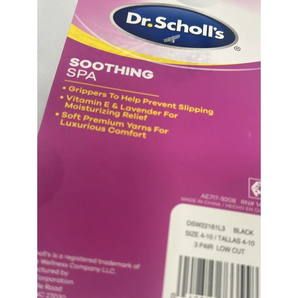 dr‎ scholls 3 pairs womens soothing spa low cut non slip grippers 3 pairs 4-10